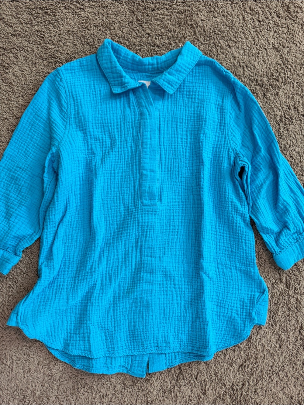 Chico's Bright Turquoise Gauze Pullover Blouse